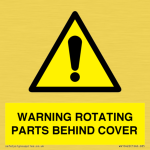WARNING ROTATING PARTS BEHIND COVER